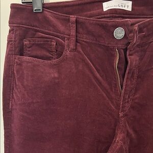 LOFT Burgundy Curvy Boot  Corduroy Trousers Size 8 Tall